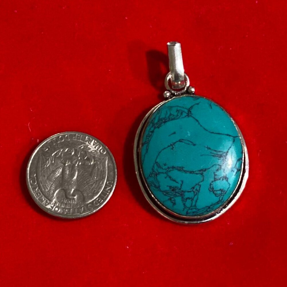 Exquisite Natural Handmade Large Turquoise Gemstone Pendant Men/Women.